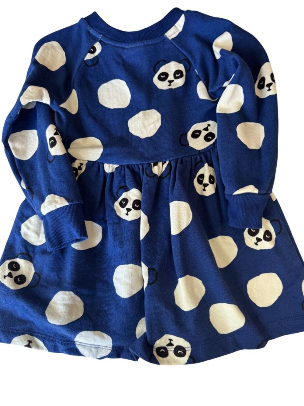 Hanna Andersson Girls Blue Long Sleeve Panda Print Dress Size 4T 100% Cotton Nov